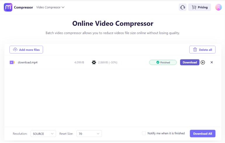 save compressed video